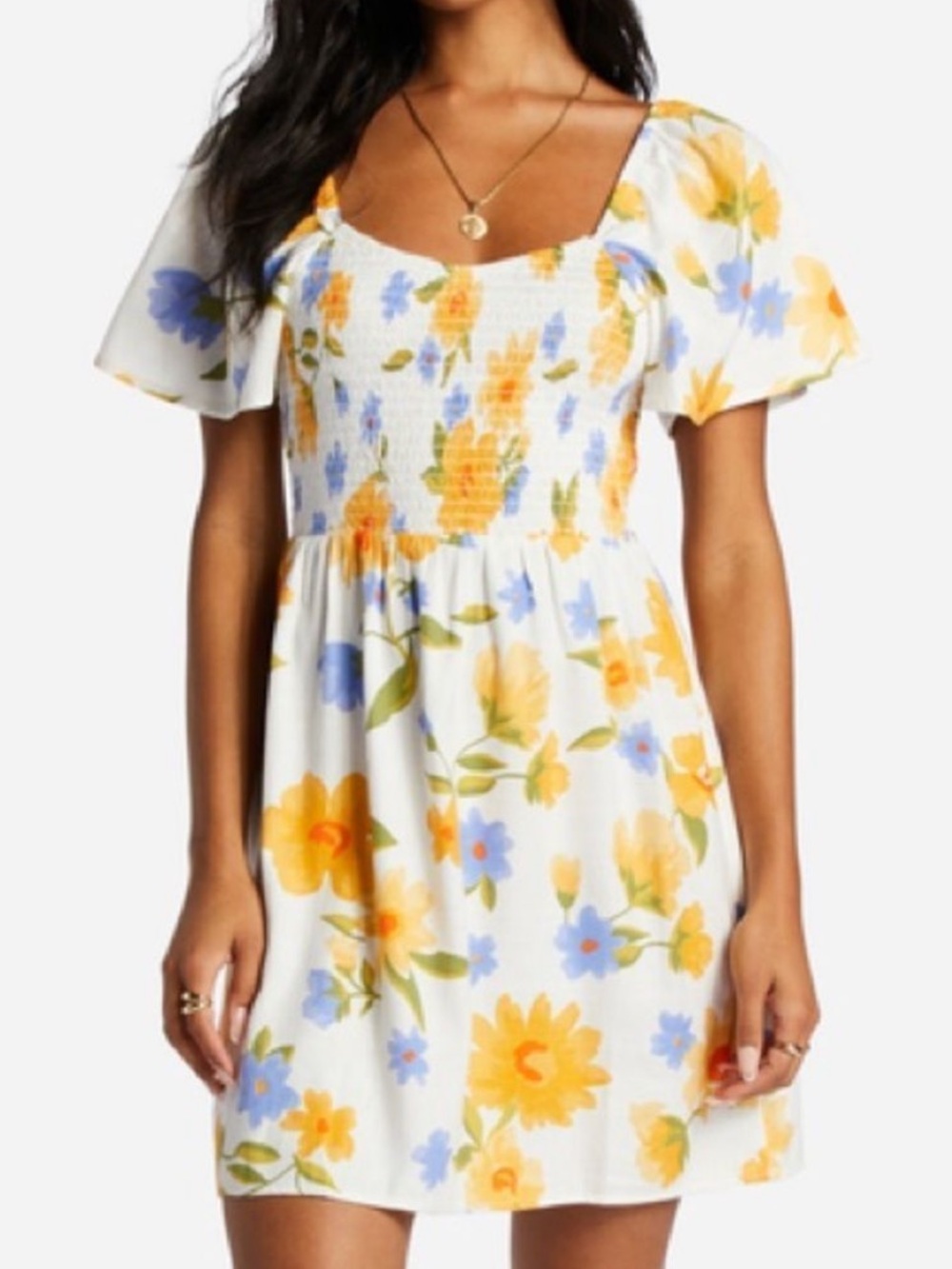 BILLABONG Sweet Side Floral Smocked Casual Dress